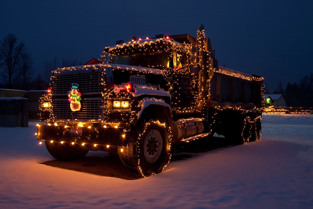 Truck with Christmas Lights