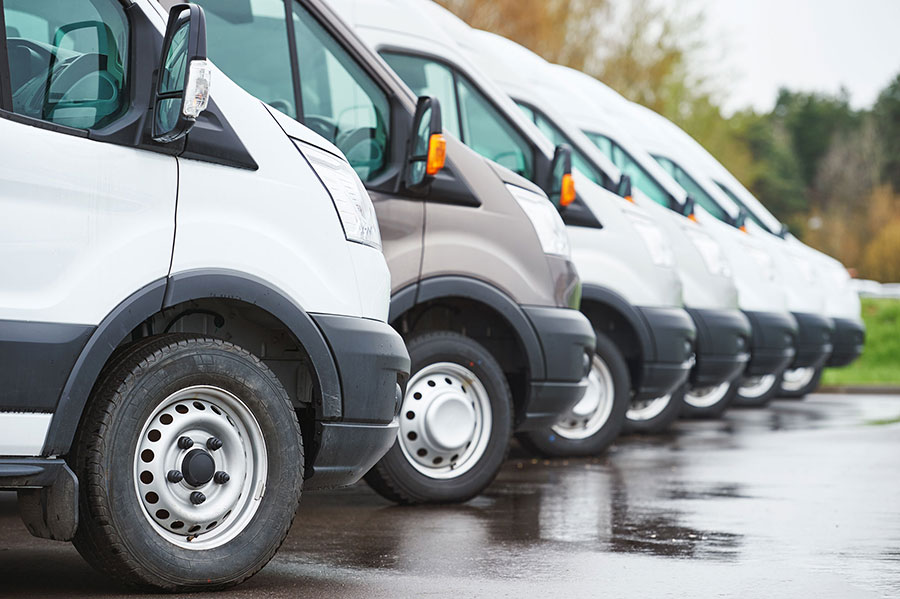 A row of cargo vans