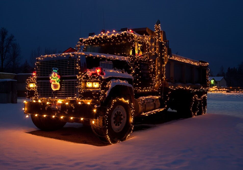 Truck with Christmas Lights