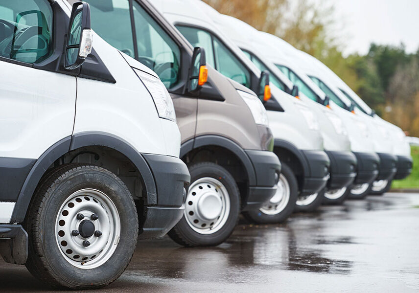 A row of cargo vans